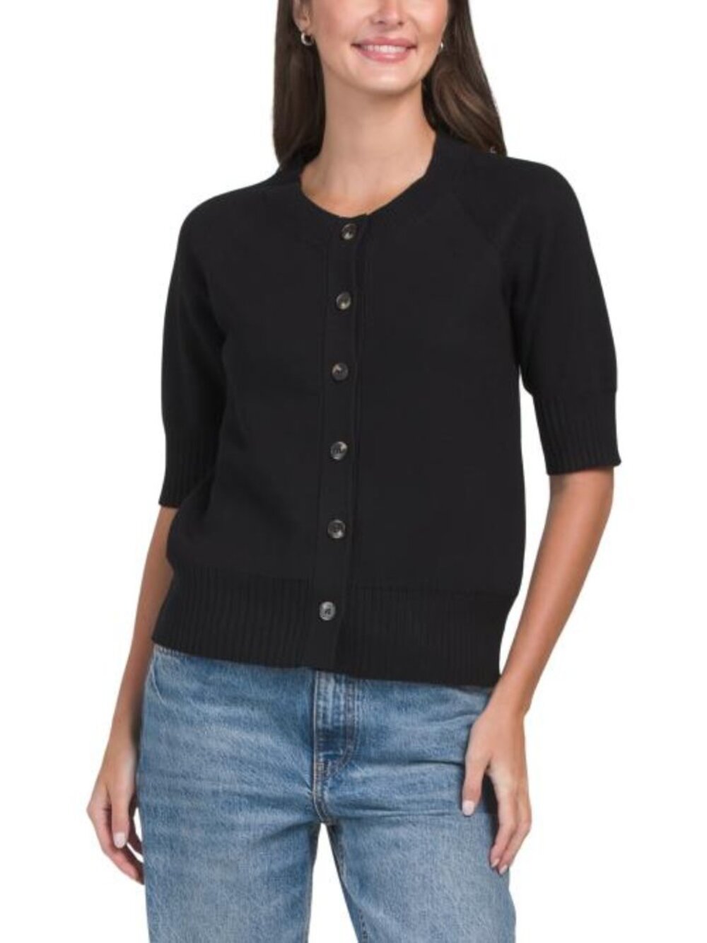 CYRUS Short Sleeve Button Front Cardigan